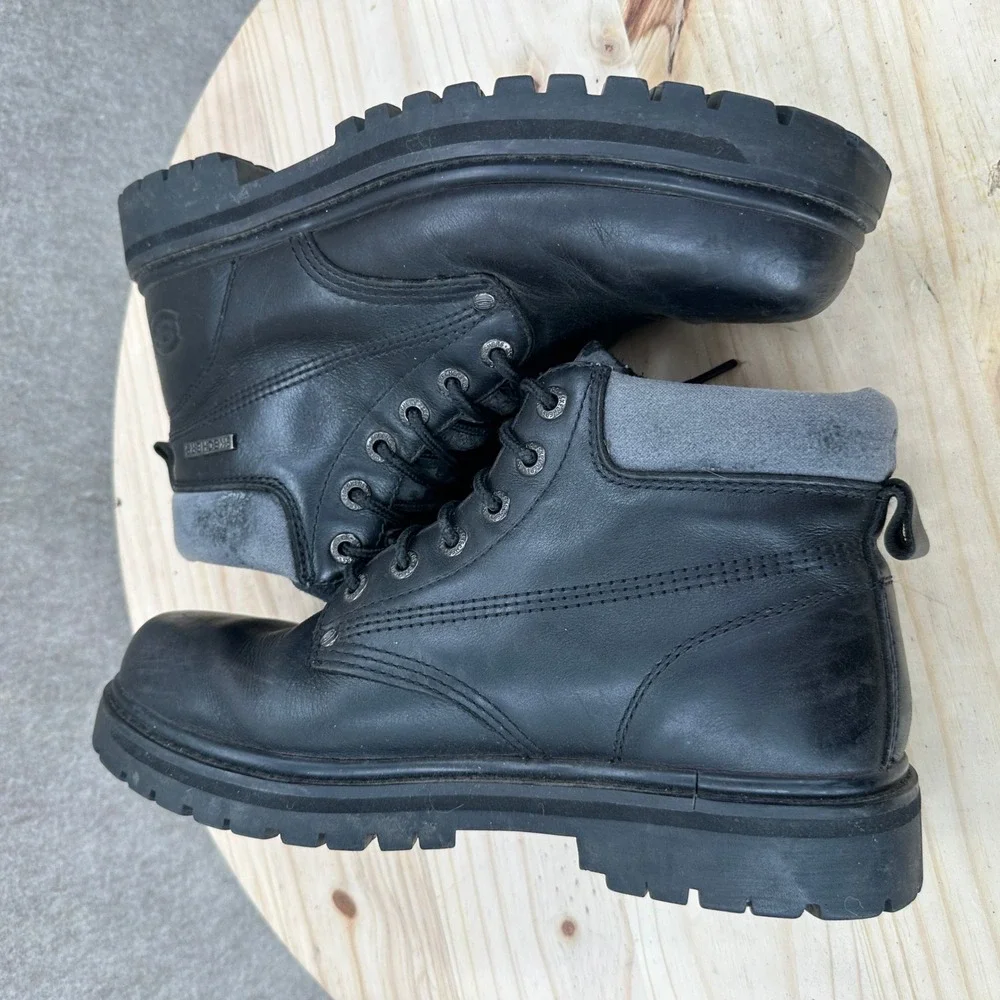 Skechers Tom Cats Bully 6606 Mens 10.5 Black Vintage Y2K Chunky Leather Boots